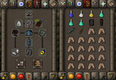 Zybez RuneScape Help's Screenshot of P2P Single Melee Equipment and Inventory