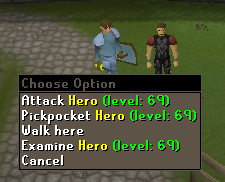 Zybez RuneScape Help's Screenshot of Pick pocketing a Hero